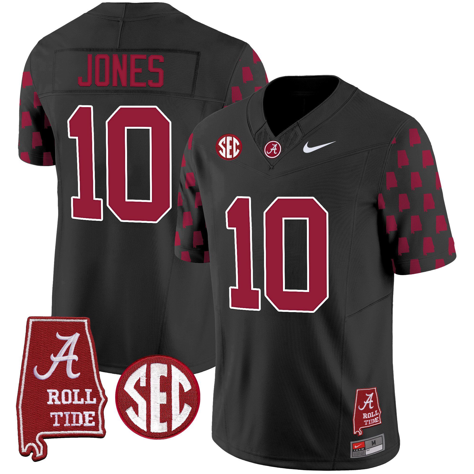 Men Alabama Crimson Tide #10 Jones Black Vapor Limited 2024 Nike NCAA Jersey